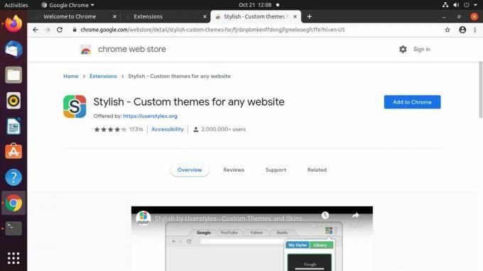 Страница расширения Google Chrome Stylish